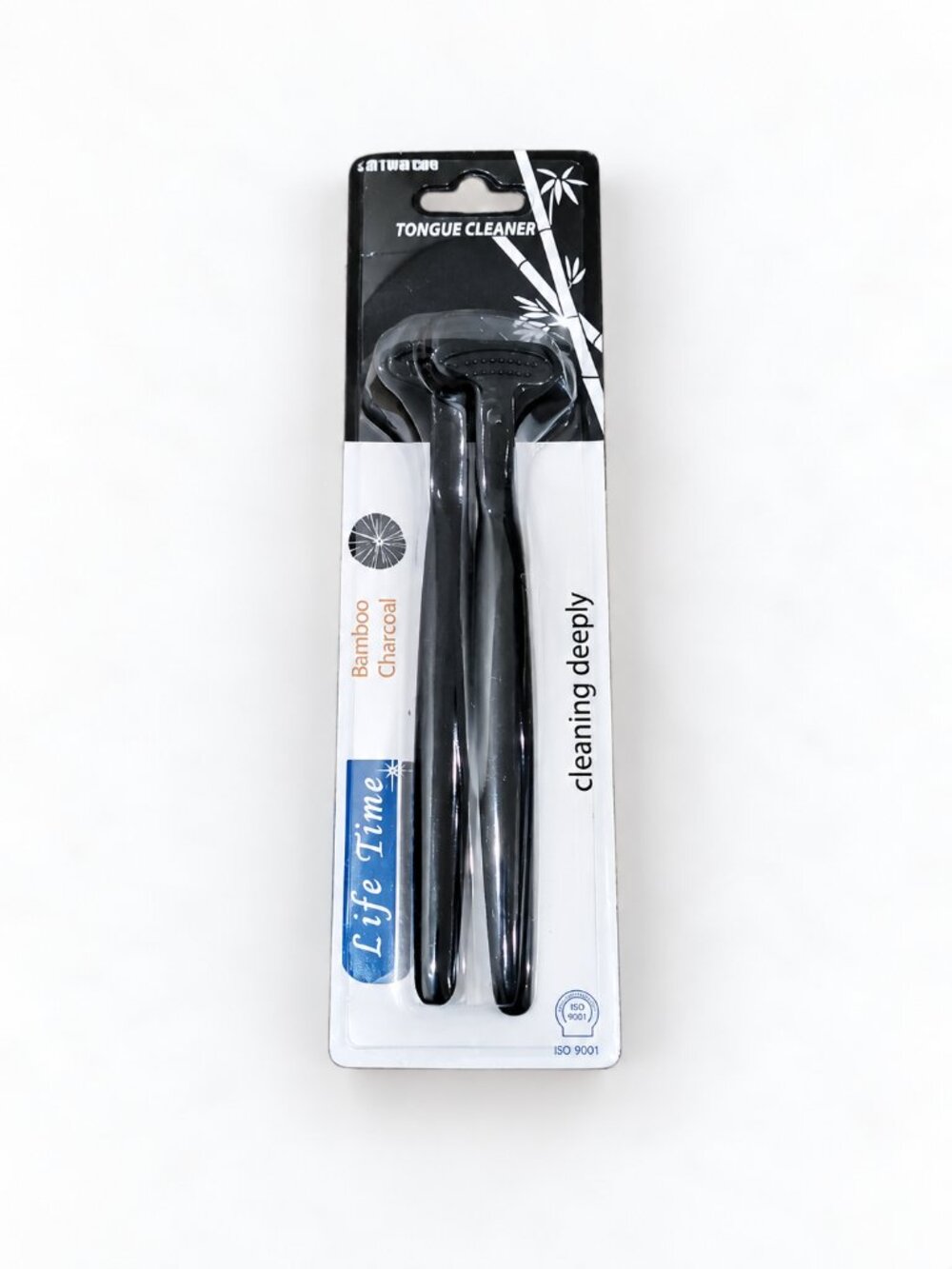 Life Time Bamboo Charcoal Tongue Cleaner 2 Pack Black Tongue Scraper Oral Care